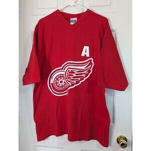 VTG 90s NHL Detroit Red Wings T-Shirt XL Sergei Fedorov #91 Hockey Cotton V Neck